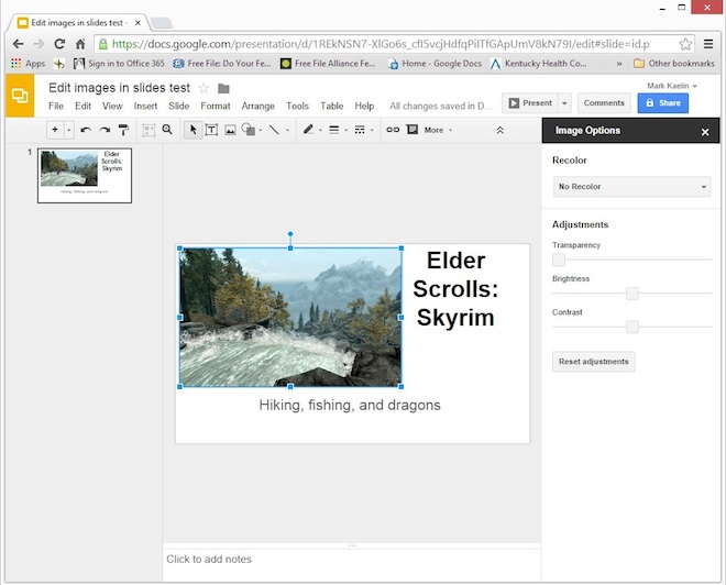 Google Slides C Image Options