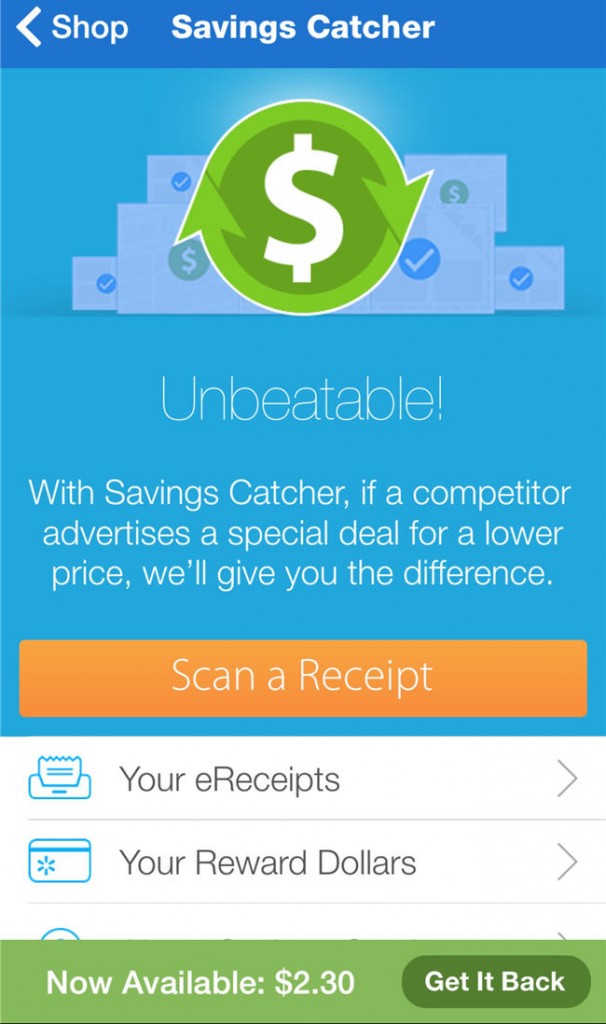 Walmart Savings Catcher scan